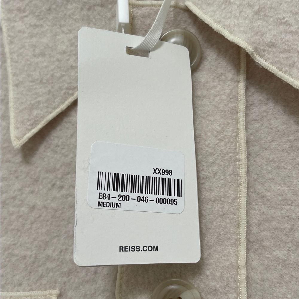 NWT REISS x Les 100 Ciels Boiled Wool Bouclé Overshirt in Cream - Picture 10 of 11